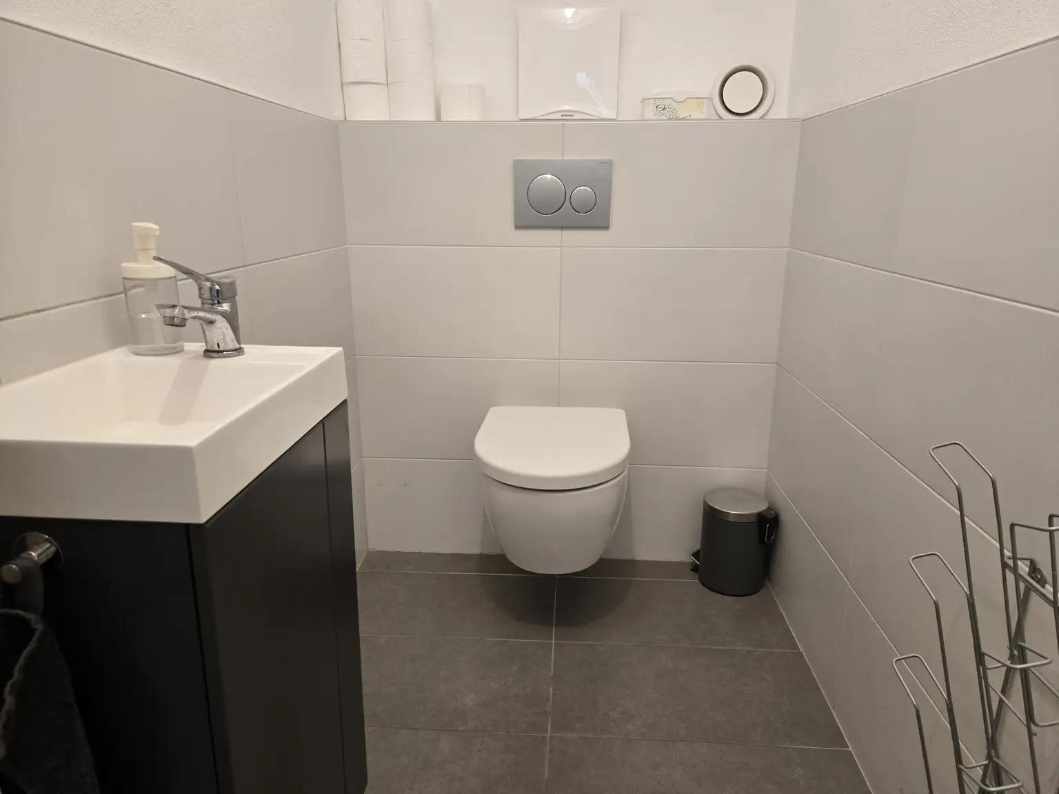 Toilet with hot and cold water connections