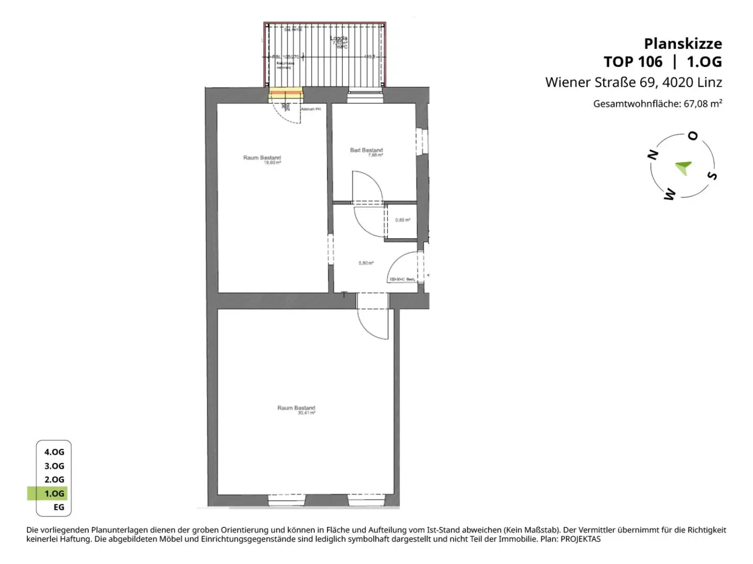 Stilvolle 2 Zimmer-Altbauwohnung mit Küche & Loggia in zentraler Lage