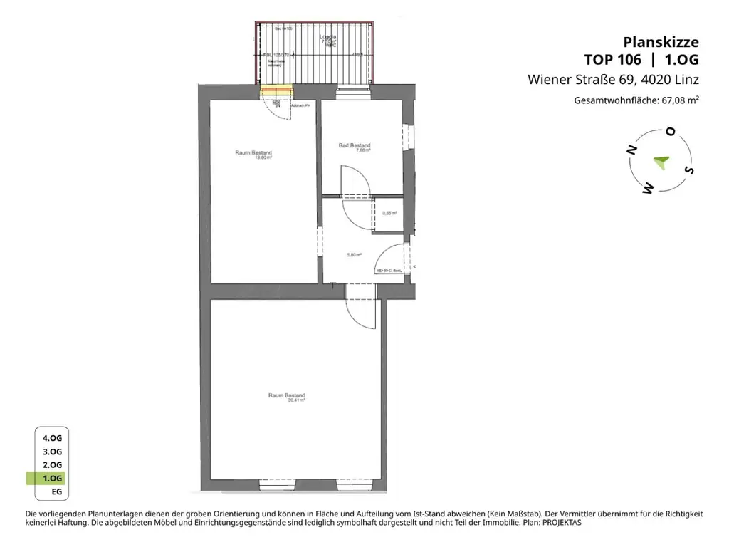 Stilvolle 2 Zimmer-Altbauwohnung mit Küche & Loggia in zentraler Lage