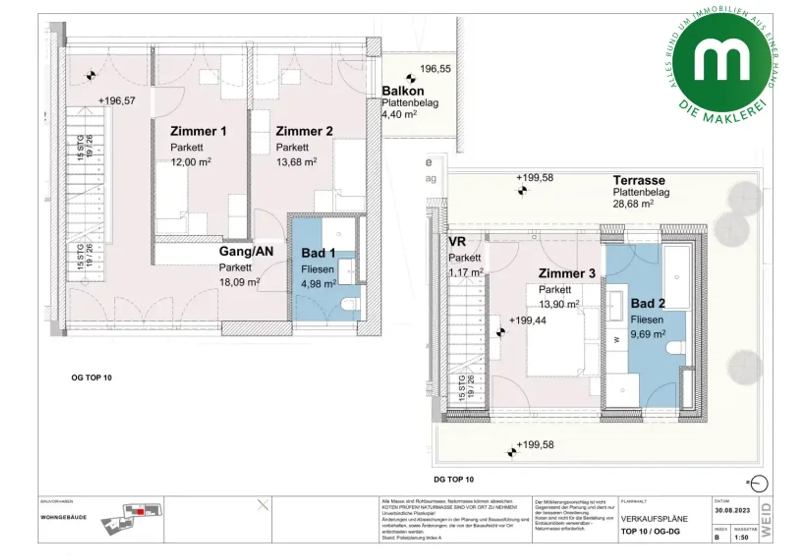 Exklusives Neubau-Reihenhaus in Klosterneuburg-Weidling – belagsfertige oder schlüsselfertige Übergabe möglich