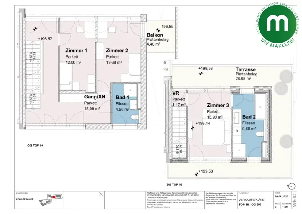 Exklusives Neubau-Reihenhaus in Klosterneuburg-Weidling – belagsfertige oder schlüsselfertige Übergabe möglich