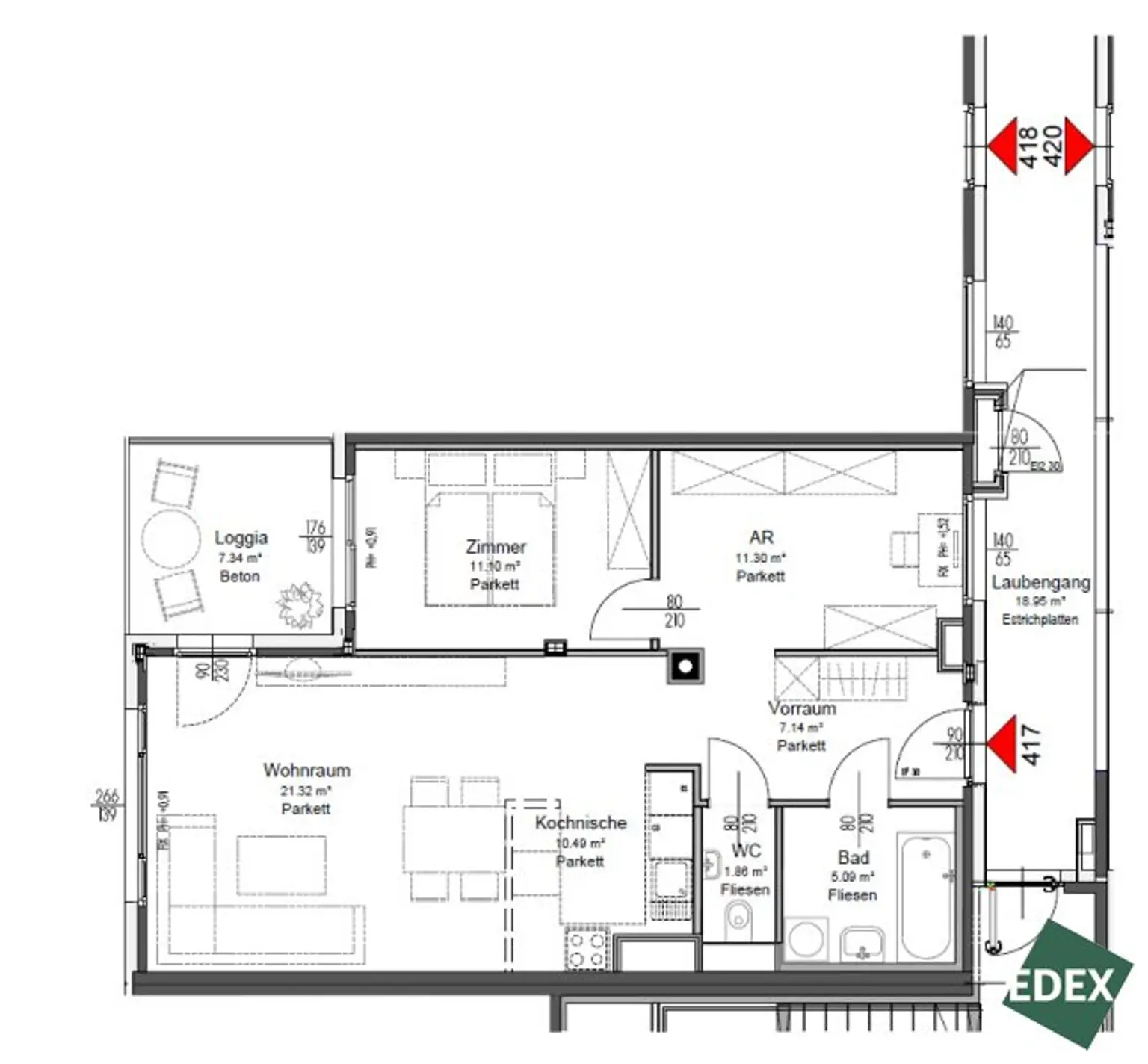Attraktive 2-Zimmer-Wohnung mit Loggia nahe Vetmeduni