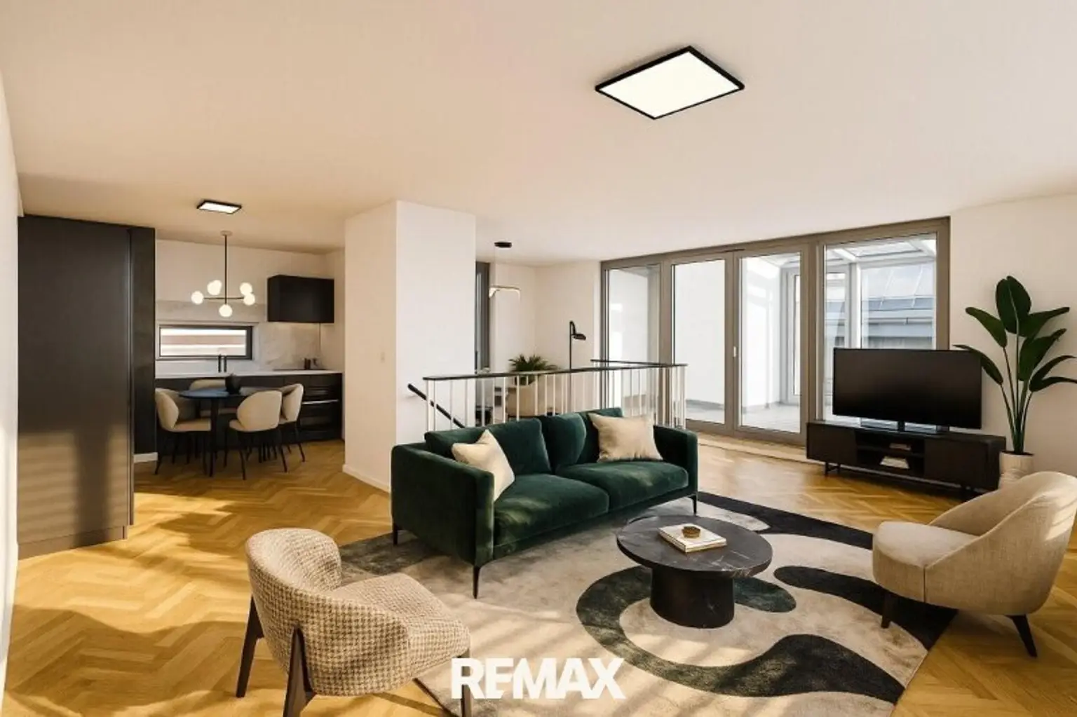 3 Wohnzimmer visualisierte Einrichtung Penthouse 1