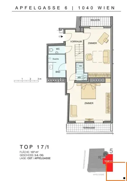 FULLY FURNISHED ROOFTOP APARTMENT:/ AC: Spacious living-dining area & 2 bedrooms