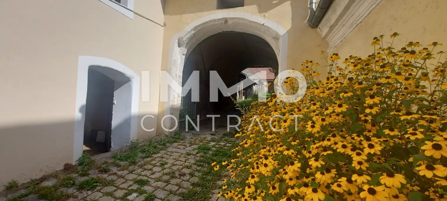 WOHN-UND GESCHÄFTSHAUS AUS DEM 16. JAHRHUNDERT IM HERZEN VON LANGENLOIS 
100 m Kellerröhre, Nebengebäude, Innenhof, Geschäftslokale, usw.