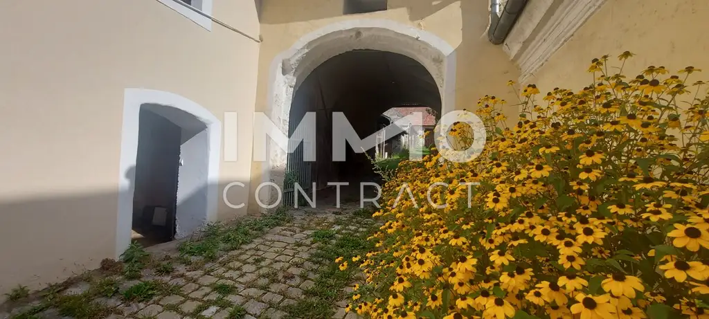 WOHN-UND GESCHÄFTSHAUS AUS DEM 16. JAHRHUNDERT IM HERZEN VON LANGENLOIS 
100 m Kellerröhre, Nebengebäude, Innenhof, Geschäftslokale, usw.