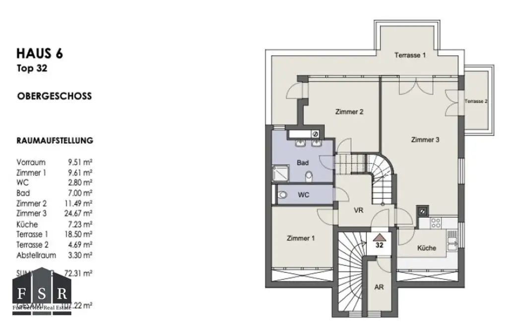 Exklusive Familienwohnung mit 3 Terrassen, Garage & luxuriöser Ausstattung - WOHNATELIERs SIEVERING