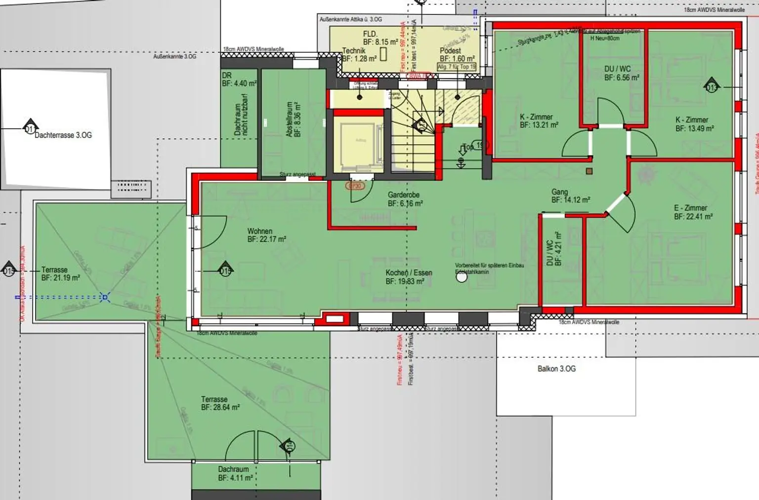 Exklusive 4 Zimmerwohnung mit großen Terrasse - Top 19