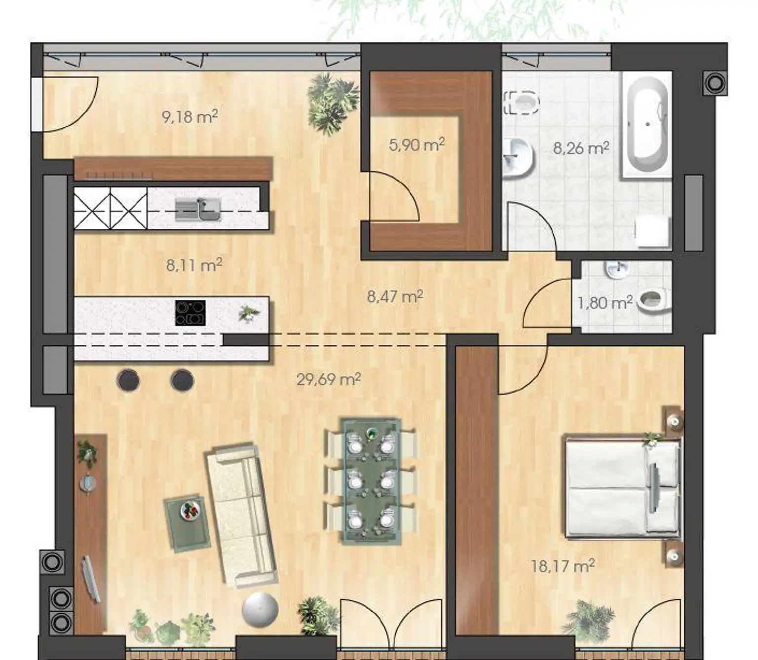 Geräumige Wohnung mit Terrasse