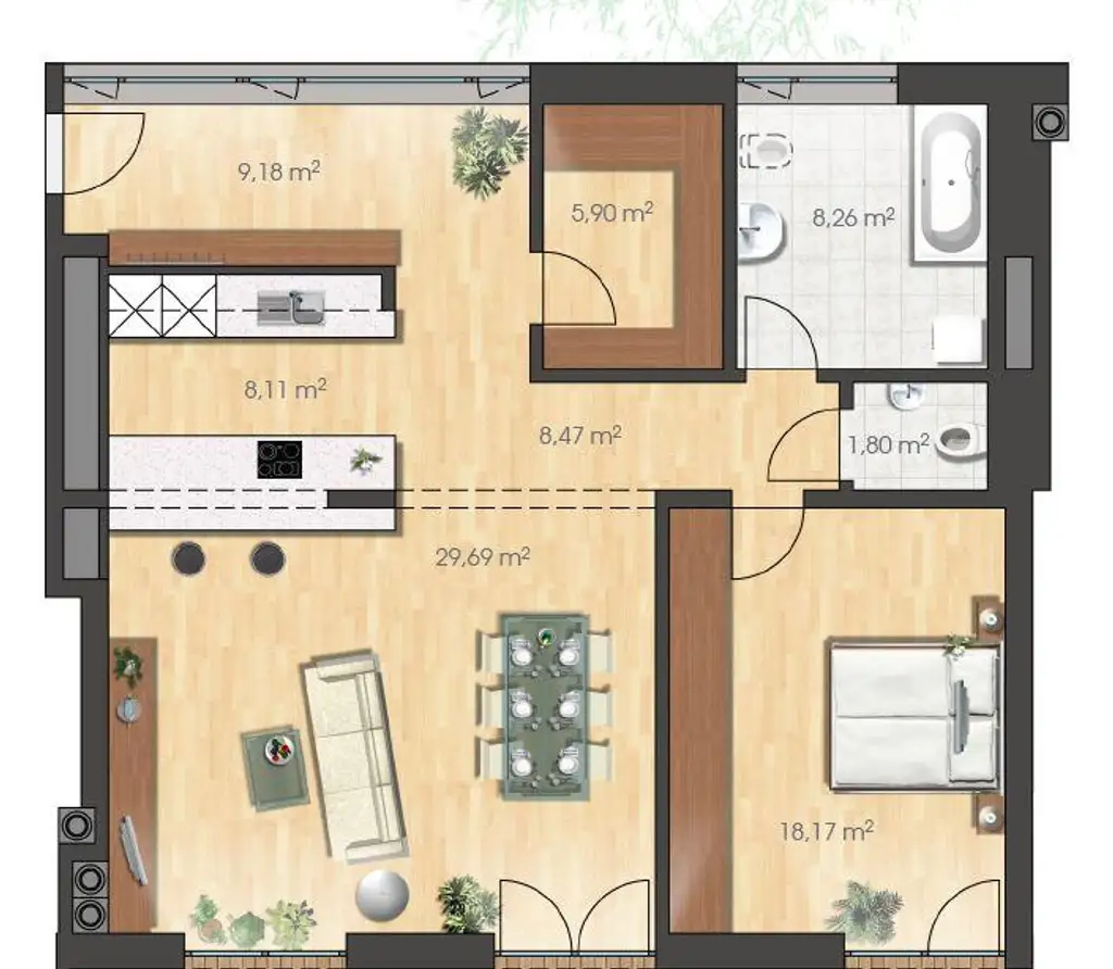 Geräumige Wohnung mit Terrasse