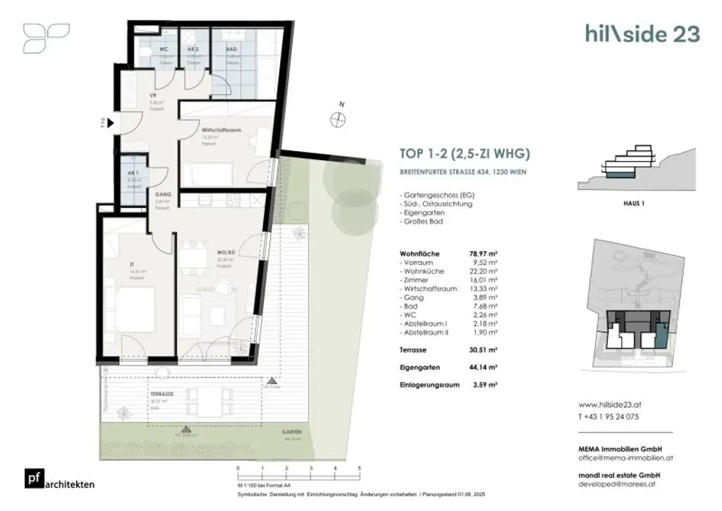 Geräumige Gartenwohnung mit 2,5 Zimmer zu verkaufen!