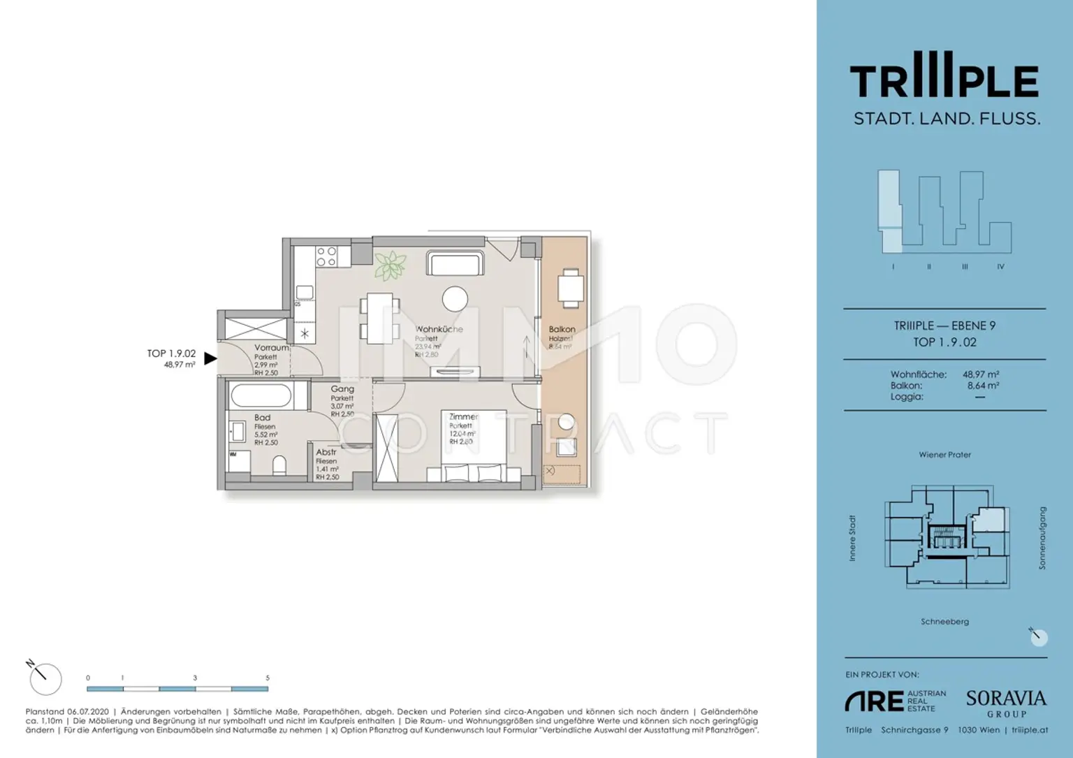 Möblierte 2 Zimmer Wohnung im TrIIIple Turm 1 - Pool am Dach - U3 Station um die Ecke!