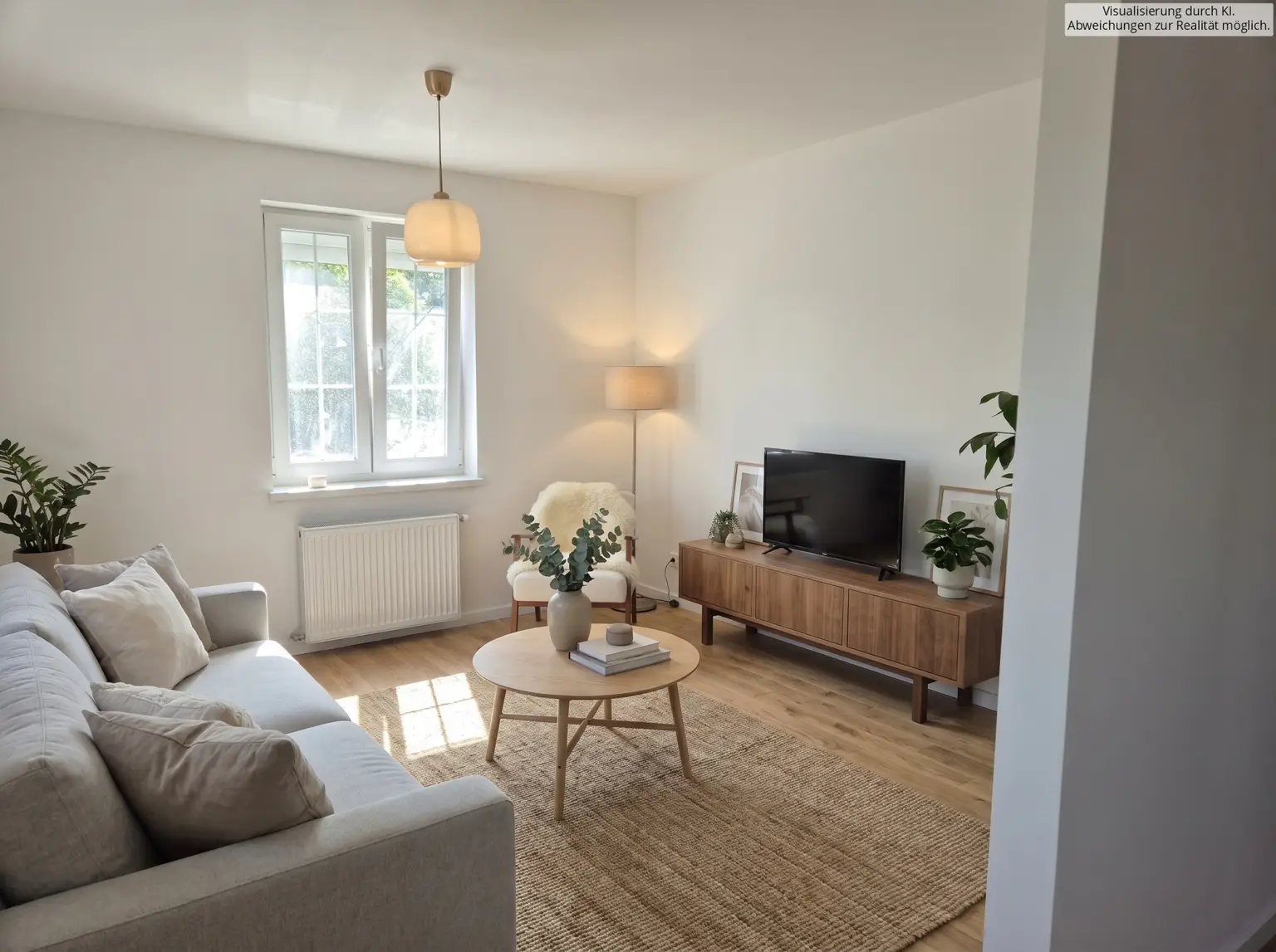 Wohnzimmer visualisiert mit KI