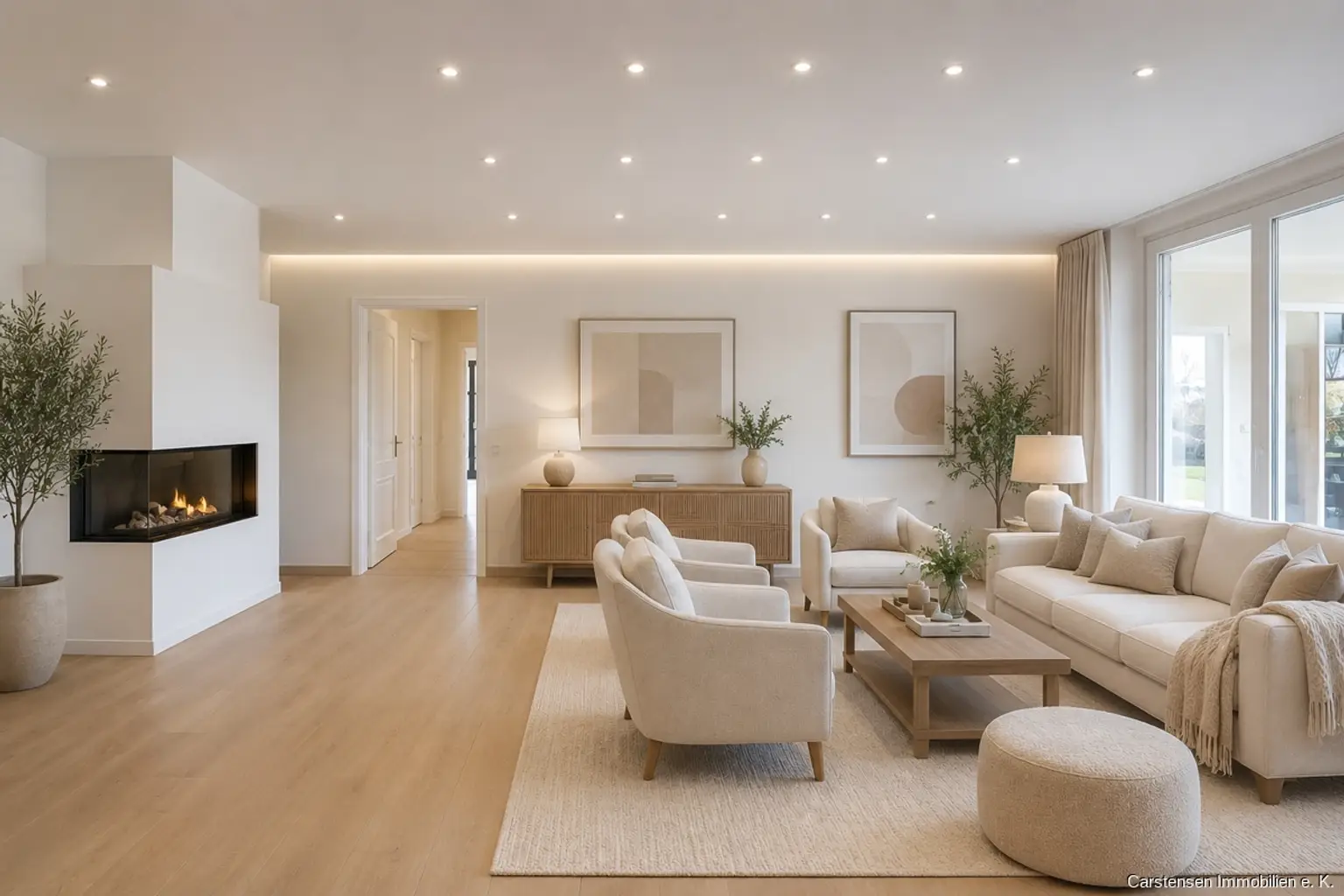 Wohnzimmer mit Kamin Virtuelles Staging mit KI