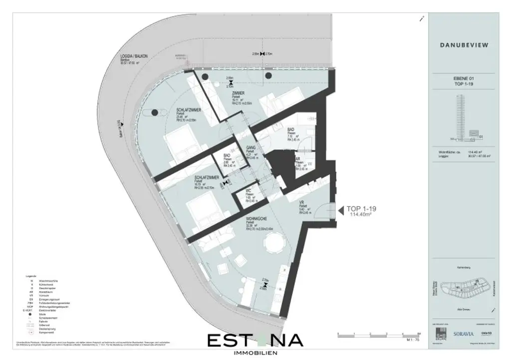 Neubau Nähe "UNO City" - Familienwohnung mit lichtdurchfluteten Panoramafenster