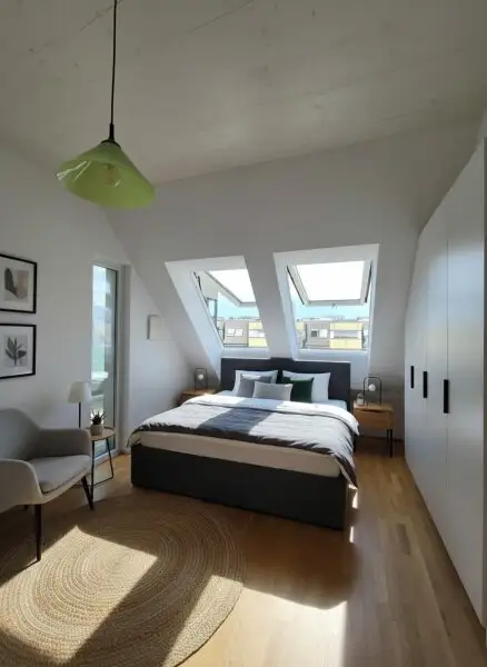 Coole Dachgeschosswohnung mit Terrasse in Holzbauweise