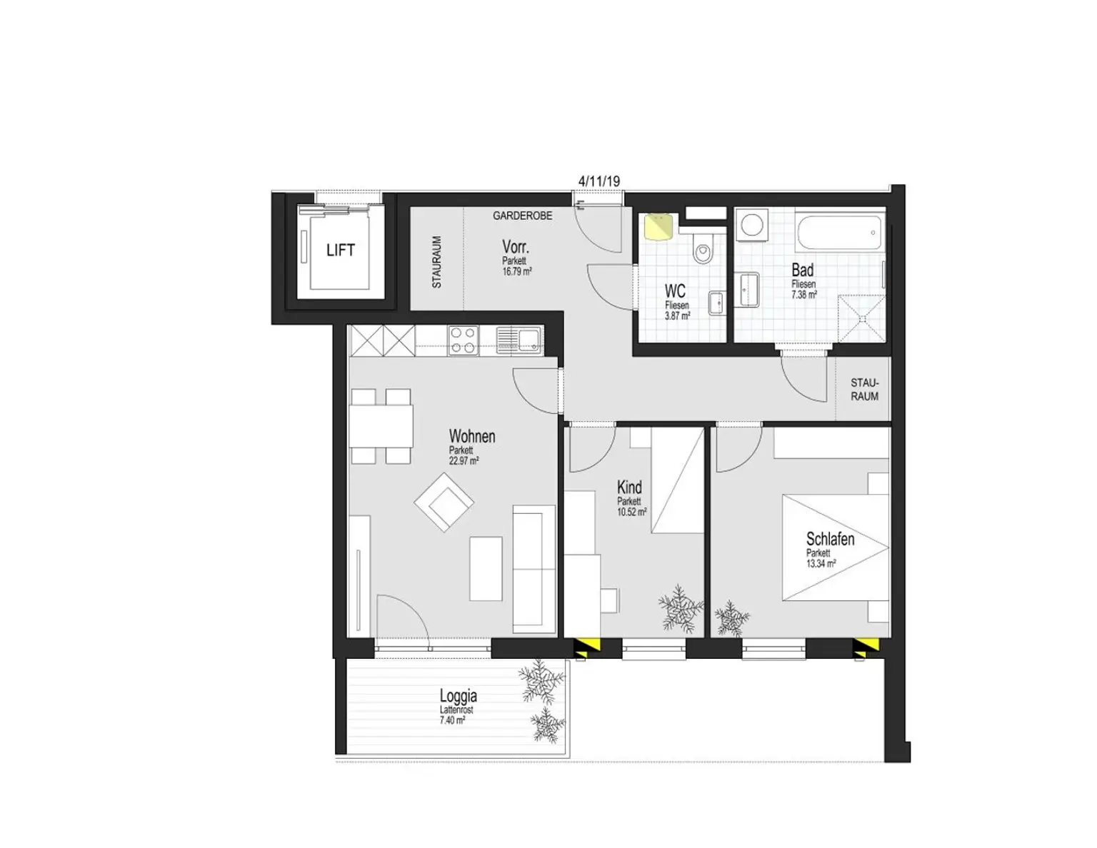 Übergabe Juni 2025! NEUBAU, Top 11, Erstbezug: 3-Zimmer Wohnung im 1. OG mit Garage
