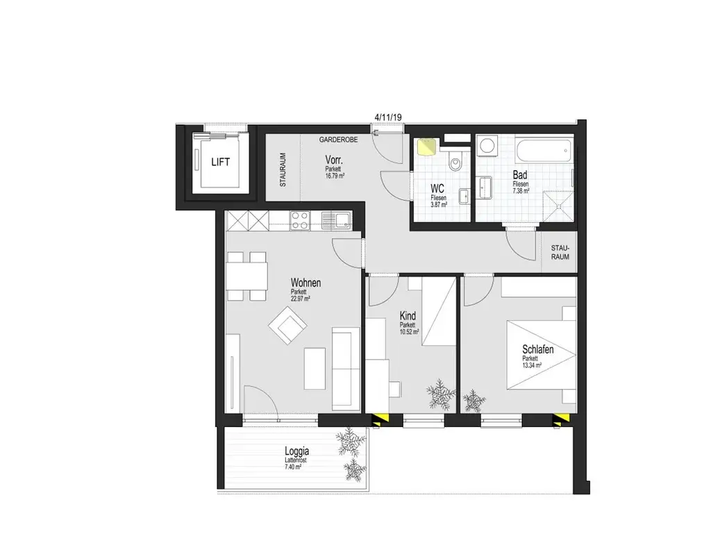 Übergabe Juni 2025! NEUBAU, Top 11, Erstbezug: 3-Zimmer Wohnung im 1. OG mit Garage