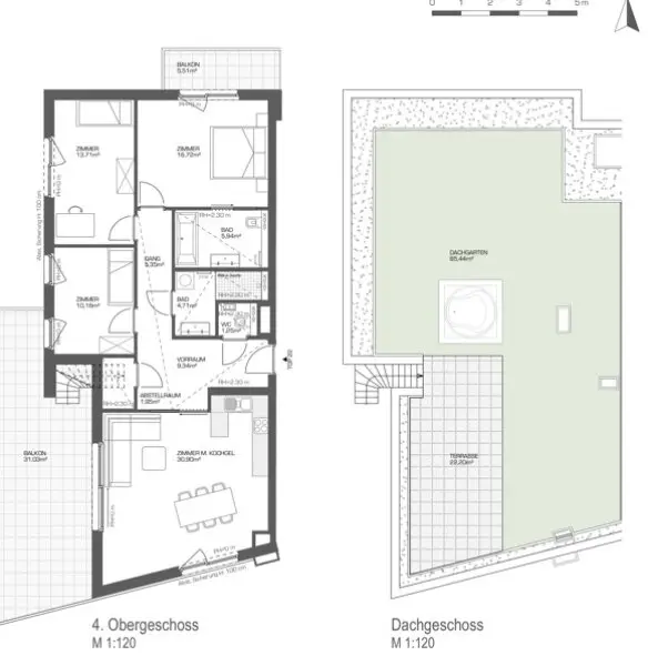 Luxuswohnung mit Dachgarten, Terrasse und Traumblick