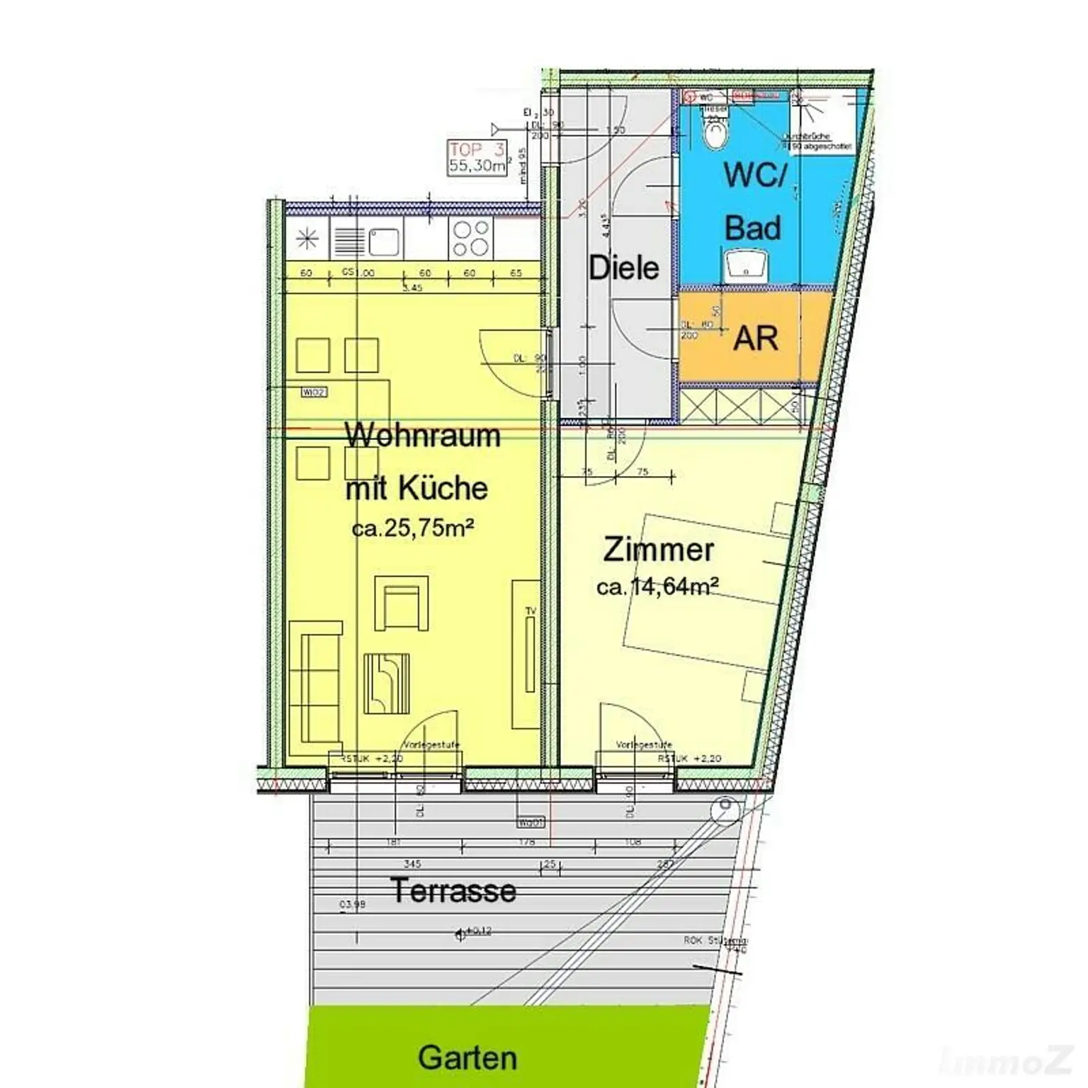 Provisionsfrei: Moderne 2-Zimmer-Gartenwohnung mit Terrasse und Tiefgarage bei Mur-Radweg/Andritz - Neugasse