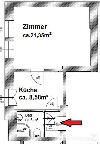 Sonnige, gepflegte Garconniere - Nähe FH, 3. OG ohne Lift - ab sofort