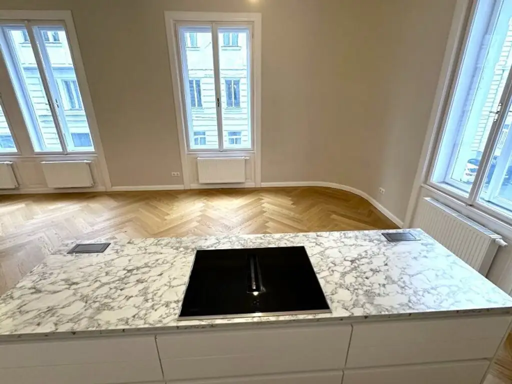 MÖLLWALDPLATZ, U1-NÄHE, 124 m2 ALTBAU, Wohnküche, 2 Zimmer, klimatisiert, 2 Bäder, Parketten, Loggia, 1. Liftstock, provisionsfrei