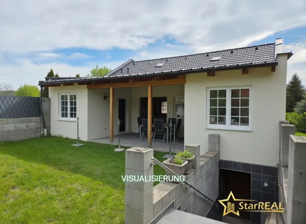 Ihr Traum vom Eigenheim – gestalten Sie selbst! Bungalow-Rohbau mit 485 m² Eigengrund, 2 Terrassen & Carport.