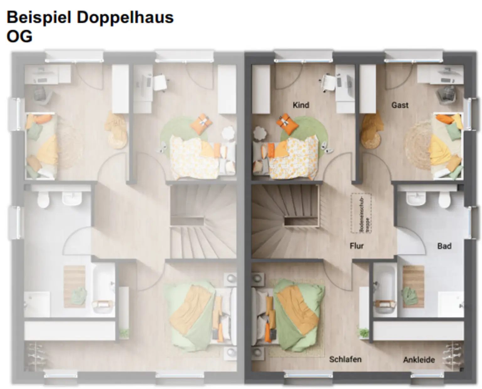 Planentwurf Doppelhaus OG