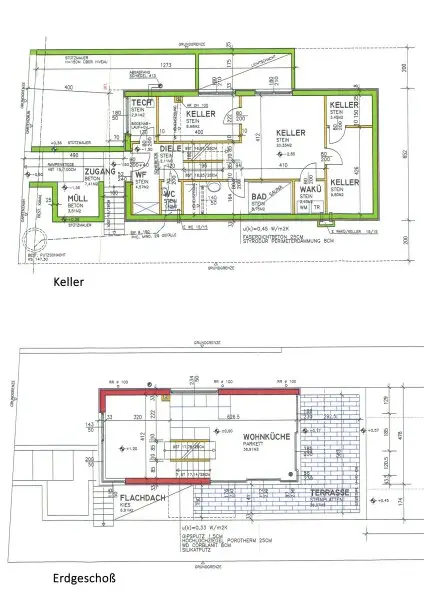Grundriss Skizze Keller und Erdgeschoß