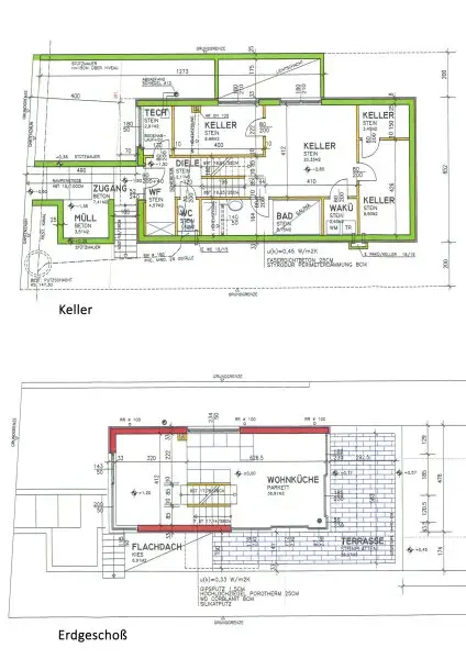 Grundriss Skizze Keller und Erdgeschoß