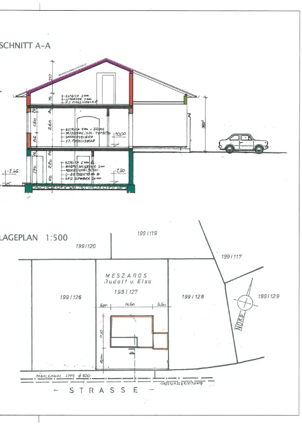Schnitt und Lageplan