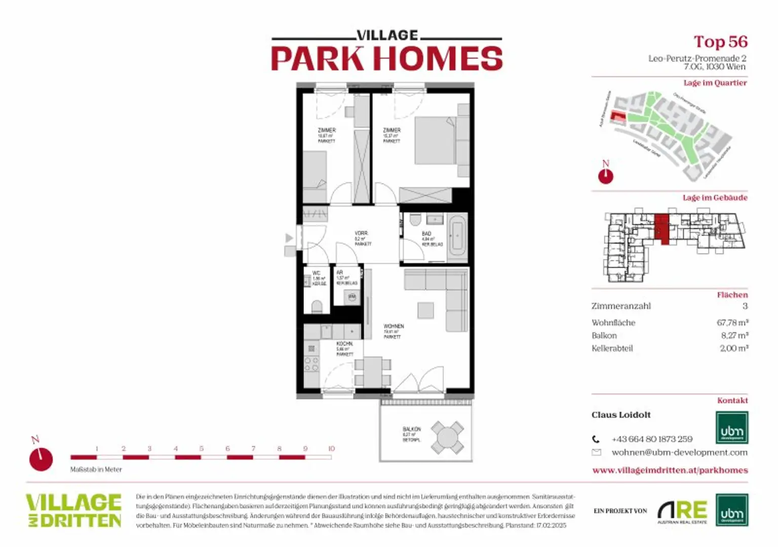 „Village im Dritten – PARK HOMES“ Provisionsfreie 3-Zimmer Eigentumswohnung (Erstbezug!) Top 56