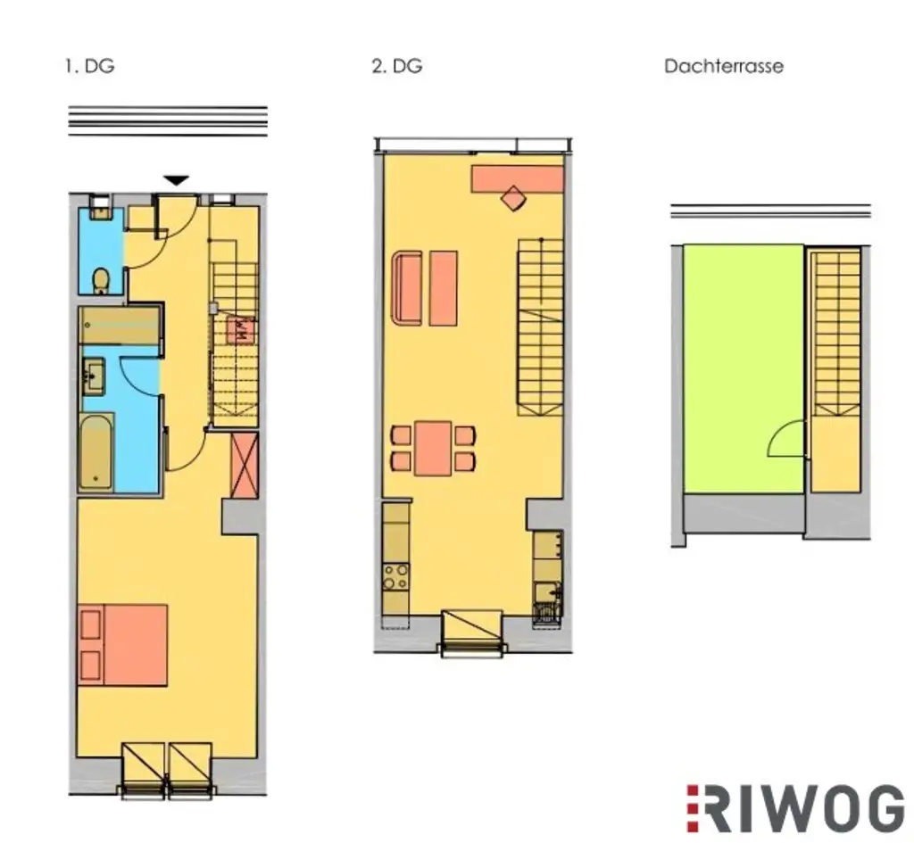 **ZENTRALE DACHGESCHOSSWOHNUNG INKL. TERRASSE**INNENHOFLAGE**2 ZIMMER**EINBAUKÜCHE**ecke Naschmarkt