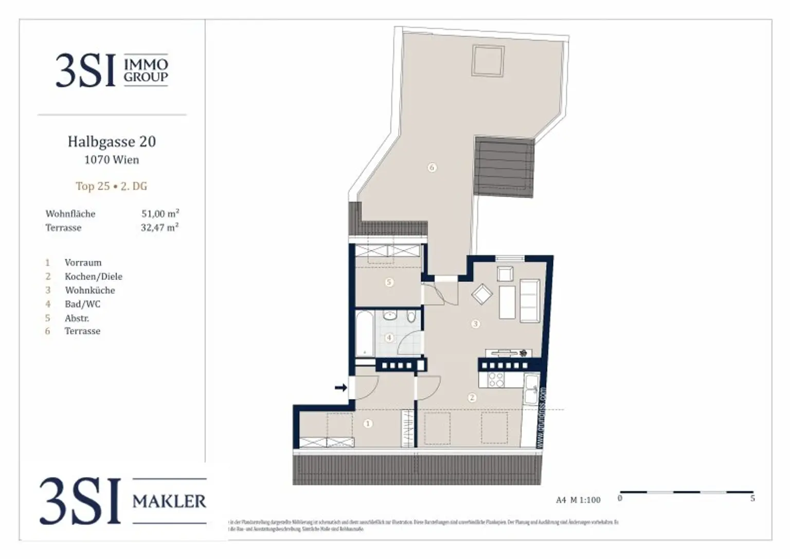Traumblick! Urbanes Wohnen– 1,5-Zimmer-Juwel im 7. Bezirk mit riesiger Dachterrasse