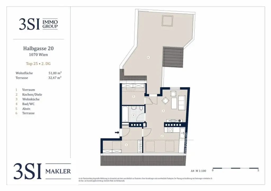 Traumblick! Urbanes Wohnen– 1,5-Zimmer-Juwel im 7. Bezirk mit riesiger Dachterrasse