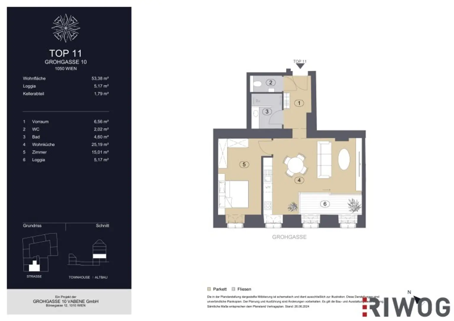 GROHGASSE 10 | hochwertig ausgestattete 2-Zimmer Altbauwohnung mit sonniger Loggia | Erstbezug nach Sanierung
