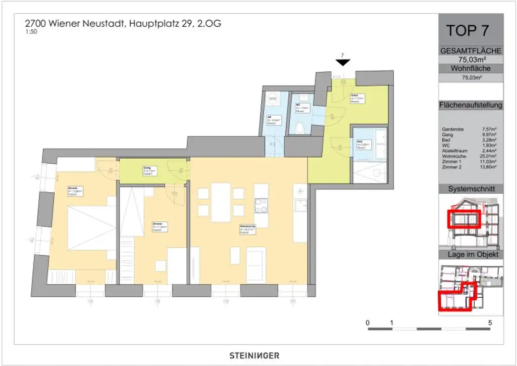 3-Zimmer-Wohnung am Hauptplatz Wr. Neustadt (Fußgängerzone)