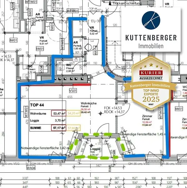 *Superprojekt: ''Über den Baumwipfeln" Top 44 Erstklassige 2-Zimmer Loggia - Wohnung + TRAUMHAFTE SÜDAUSRICHTUNG mit Blick auf die Kastanienbäume