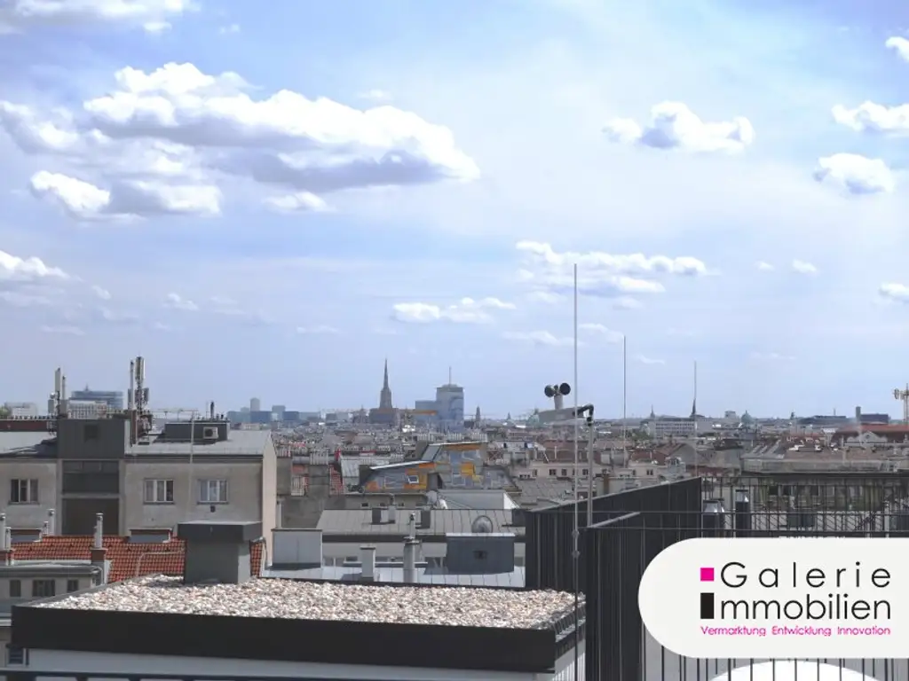 VIDEO: 360°-Ausblick auf Wien: Hochwertige 2-Zimmer-Wohnung mit Klima plus 2 private Dachterrassen!