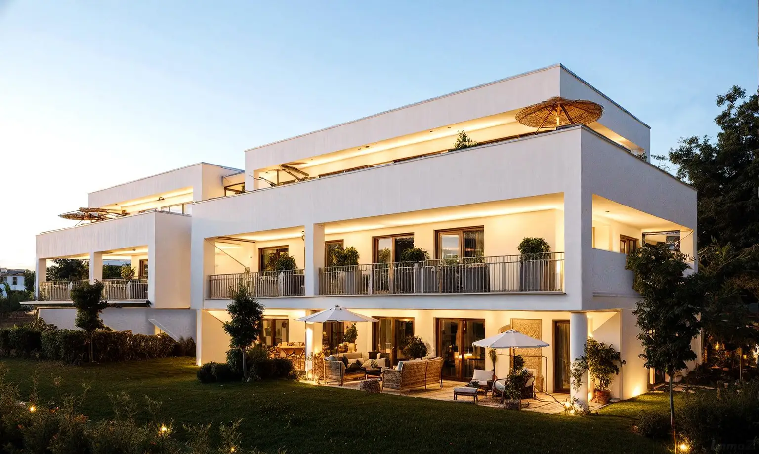 Druck-Gebaeude-Side-Front-view