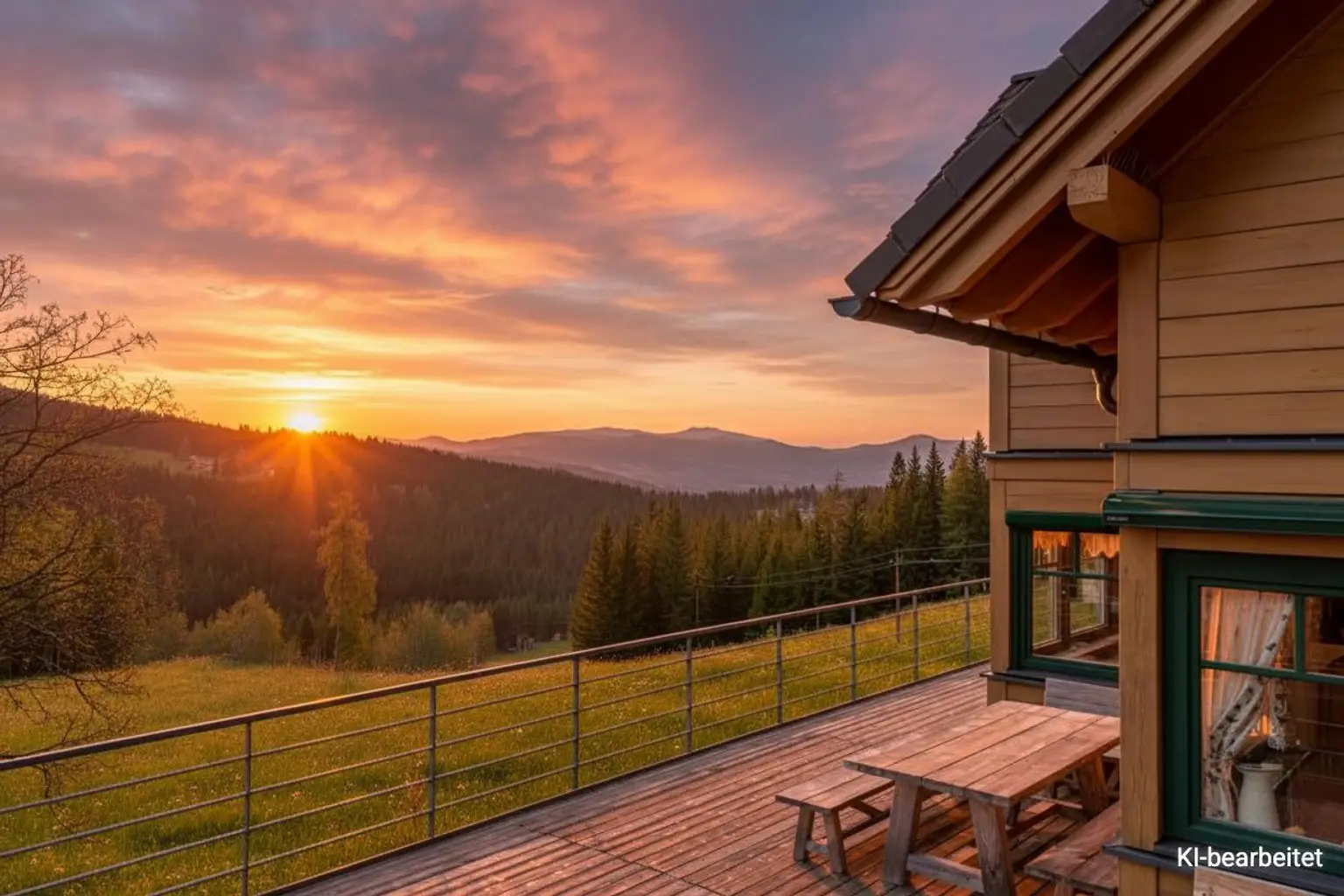 KI-Terrasse Sonnenuntergang