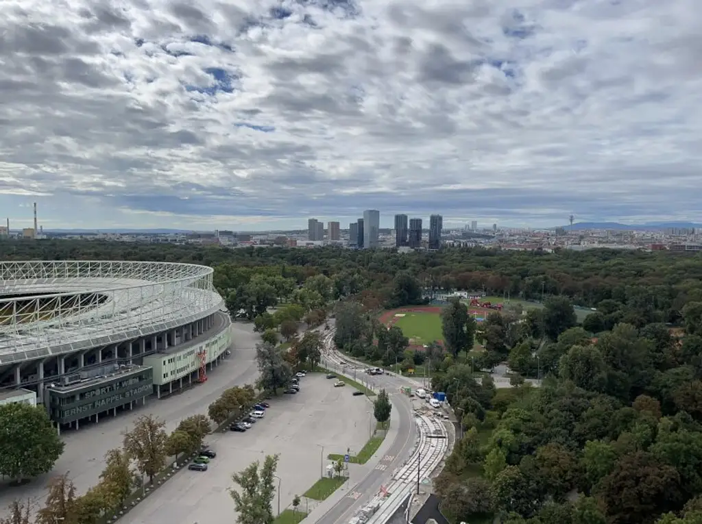 Grünblick über den Prater! Hypermoderes 2 Zimmer Terrassen-Appartment mit traumhafter Aussicht!
