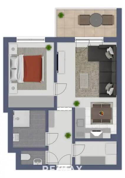 Grundriss m. Möbelierungsvorschlag