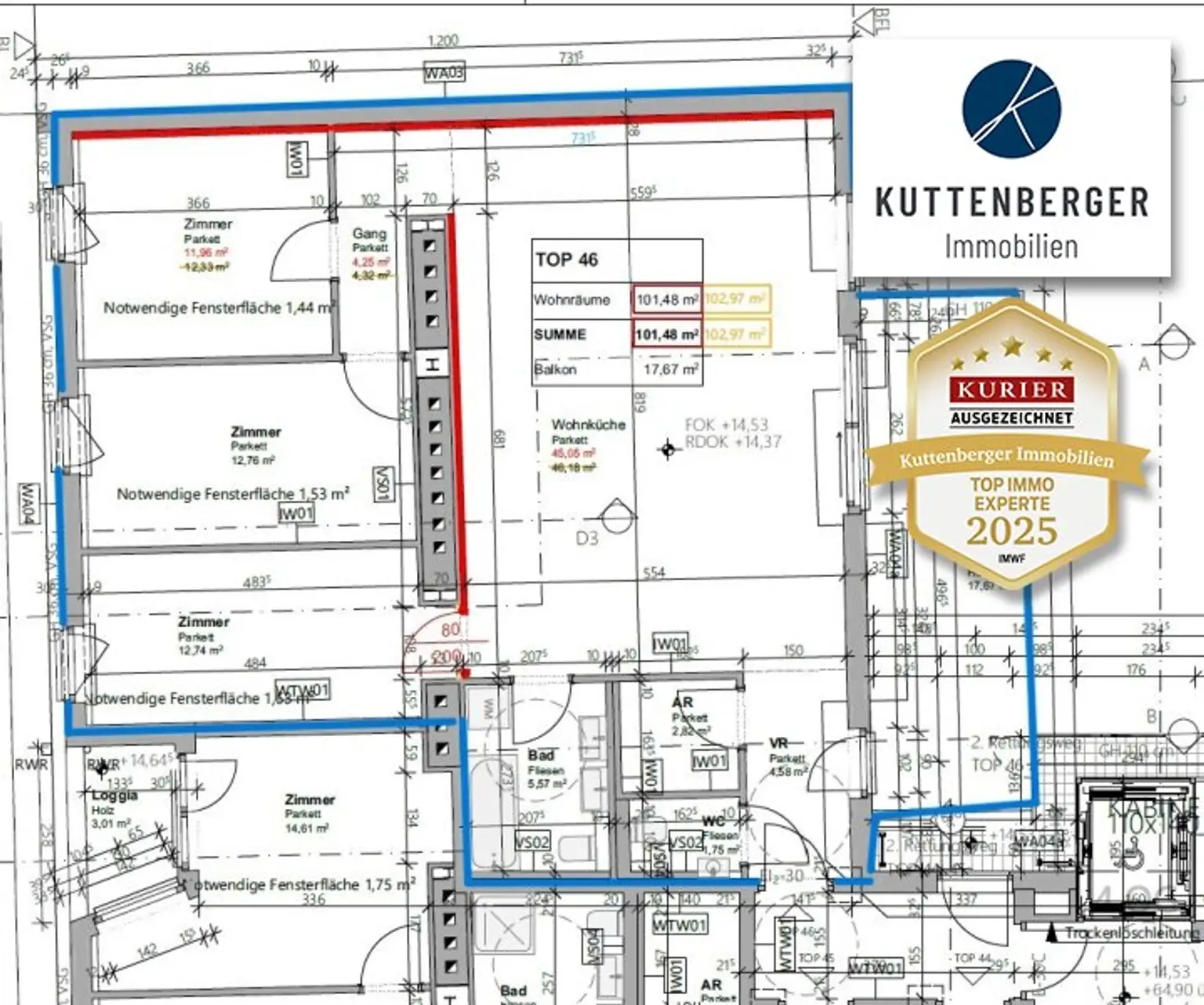 *Superprojekt: ''Über den Baumwipfeln" TOP 46 MIT ÜBERDACHTEM BALKON (17,5 m²)