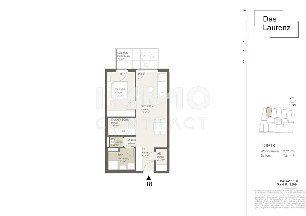 Top Weitblick Wohnung U3 2 Zimmer + Balkon - 1 bedroom apartment + balcony  ERSTBEZUG =Das Laurenz=