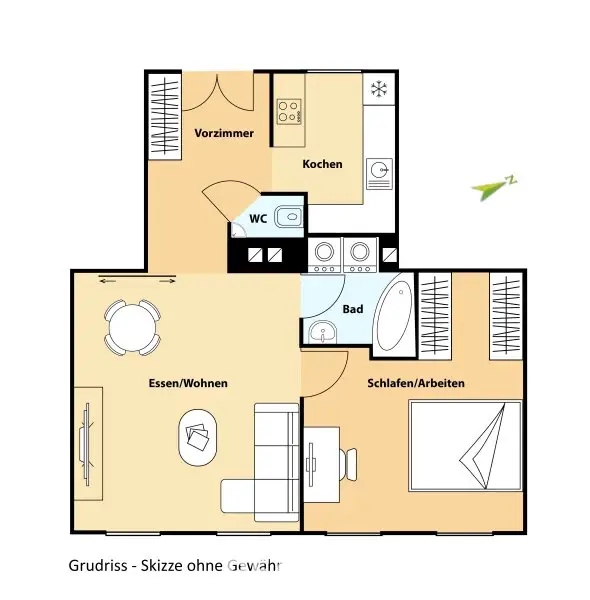 Wunderschöne Altbauwohnung - 2 Zimmer mit perfektem Grundriss, barrierefrei!