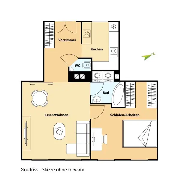 Wunderschöne Altbauwohnung - 2 Zimmer mit perfektem Grundriss, barrierefrei!