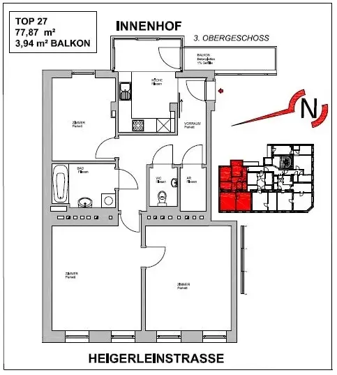 Historischer Charme trifft moderne Wohnqualität – 
3-Zimmer-Wohnung mit Innenhof-Terrasse