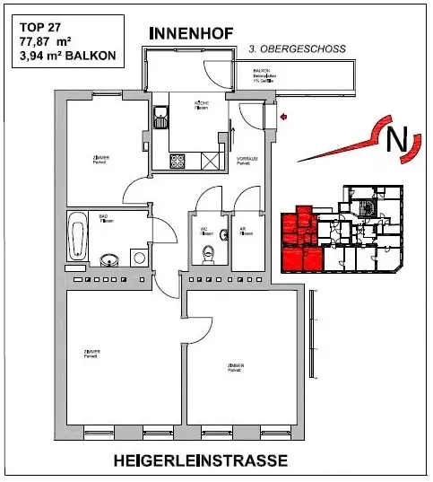 Historischer Charme trifft moderne Wohnqualität – 
3-Zimmer-Wohnung mit Innenhof-Terrasse
