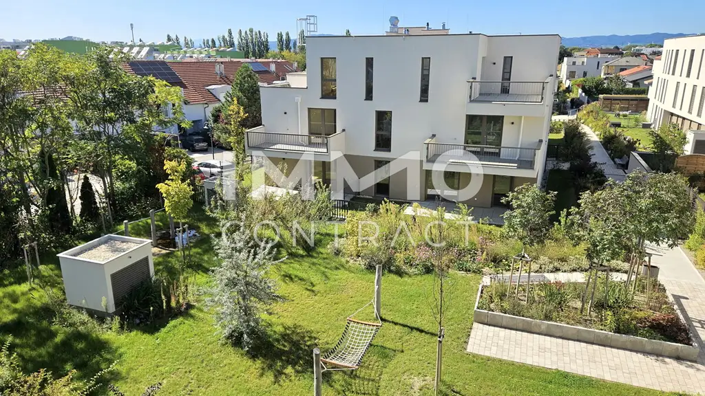 Terrassentraum: Moderne, helle 3-Zimmer-Wohnung mit Grünblick im Erstbezug - provisionsfrei!